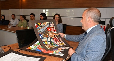 Ata Sporumuz Yağlı Güreşin Efsanesi Kurtdereli Mehmet Pehlivan, Öğrencilerin Fırçalarında Hayat Buldu