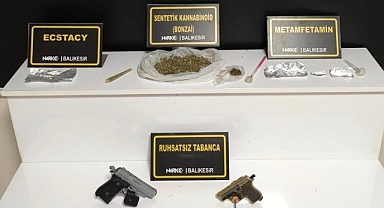 Balıkesir’de Narkotik Operasyonu: Bonzai, Metamfetamin ve Ruhsatsız Silahlar Ele Geçirildi