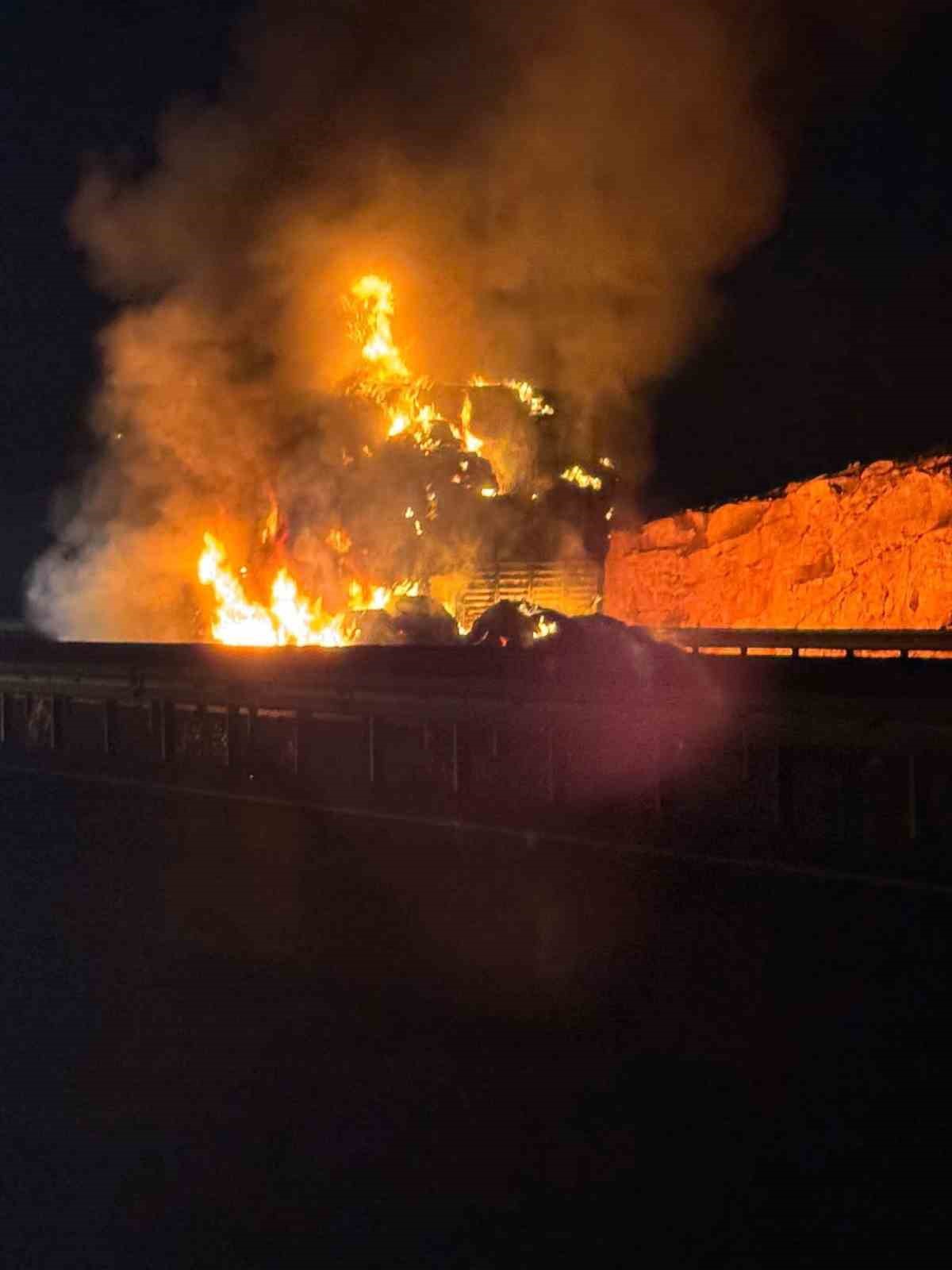 Şanlıurfa'da Saman Yüklü Tır Alevler İçinde Kaldı