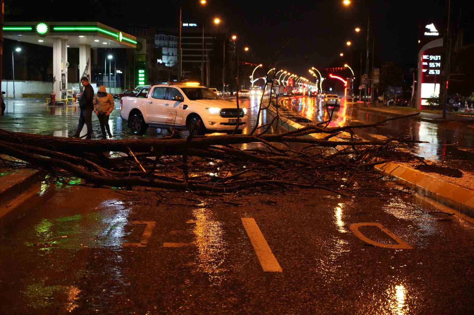 Şiddetli Yağış ve Rüzgâr Edirne'de Yol Kapattı