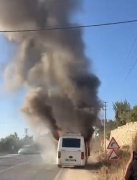 Mersin'de Yolcu Minibüsünde Yangın Paniği