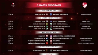 Trendyol 1. Lig 3. ve 4. Hafta Maç Programı Açıklandı