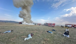 Uşak'ta Gerçeği Aratmayan Havalimanı Tatbikatı