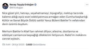 Yavuz Bülent Bakiler'in Vefatı ve Cumhurbaşkanından Taziye Mesajı